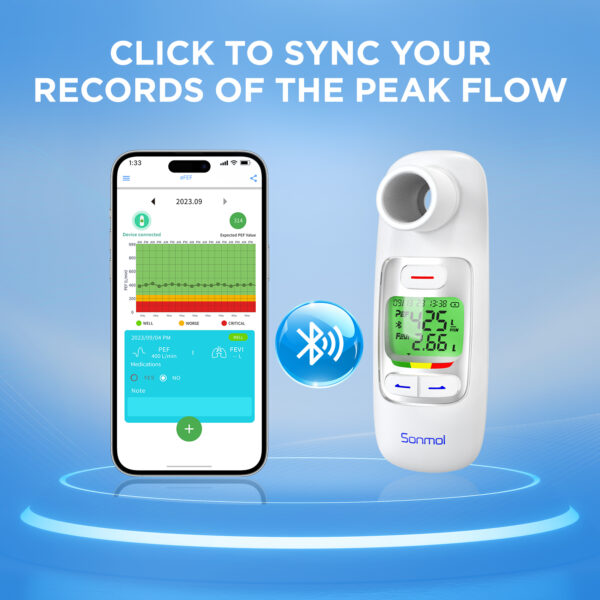 peak flow meter connects to smart phone BLE